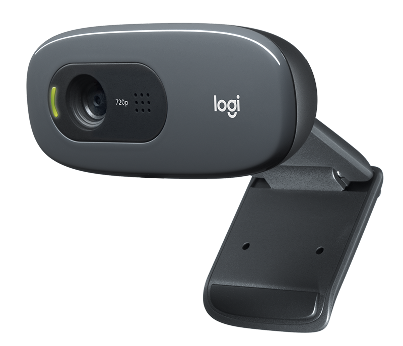 Logitech Gray USB Webcam With Built In Microphone And Adjustable Clip PNG Image