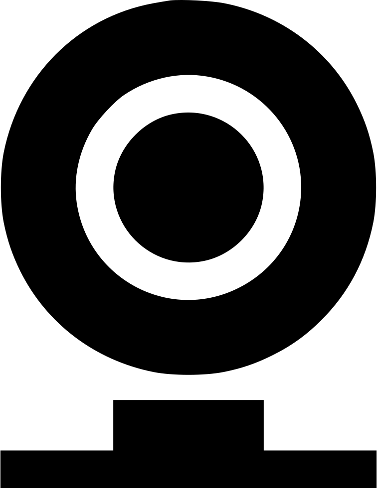 Minimal Black Web Camera Icon With Circular Lens And Stand PNG Graphic