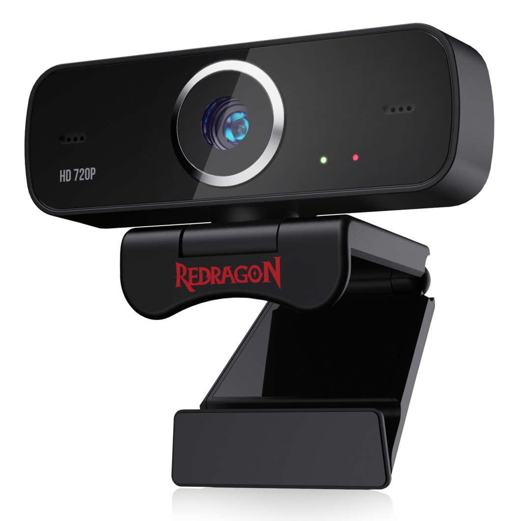Redragon Black USB Webcam With Red Status Light And Monitor Clip PNG Photo