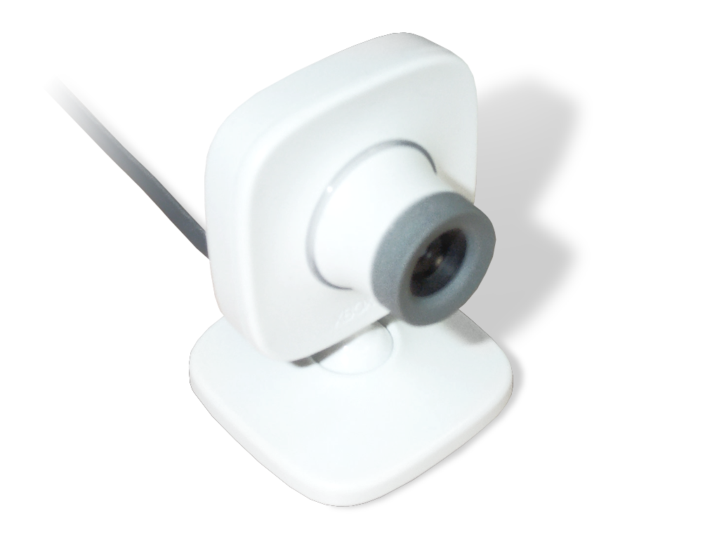 White Compact Desktop Webcam With Angled USB Stand PNG Product Image
