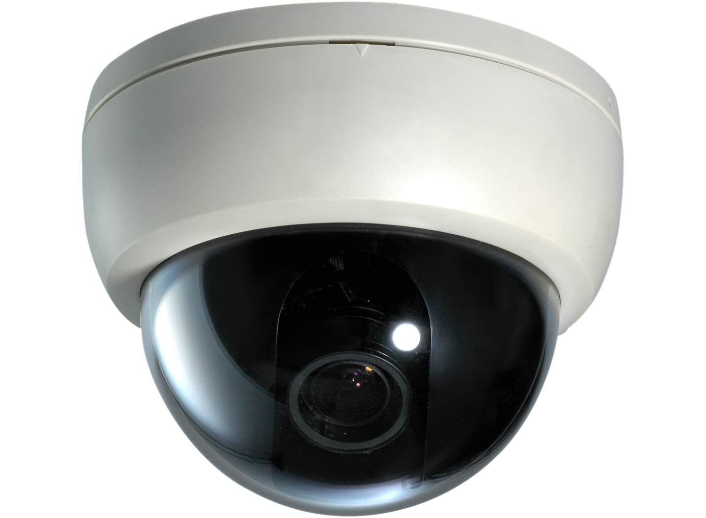 White Dome Security Camera with Dark Lens
