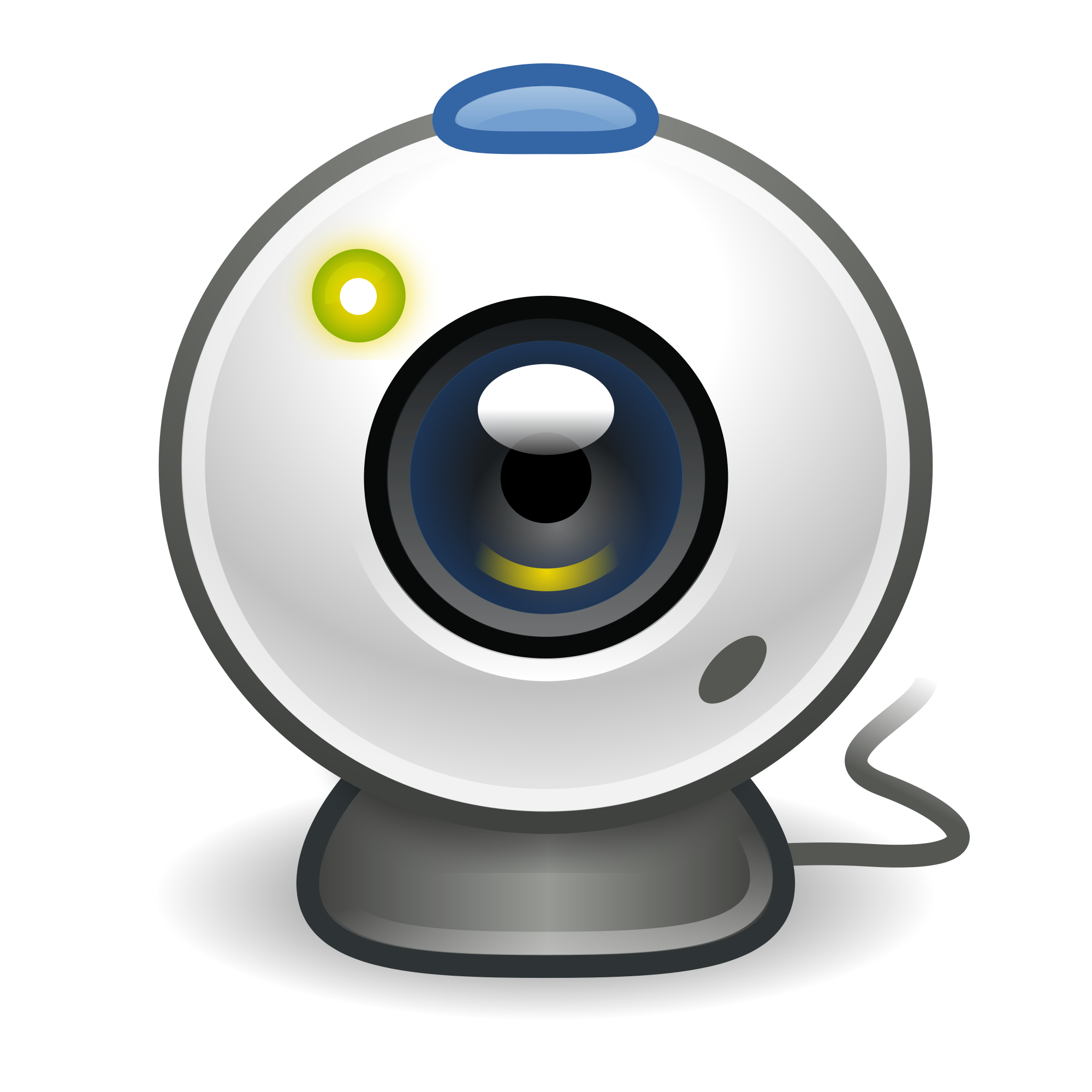 White Orb Style USB Webcam With Blue Lens And Circular Base PNG Illustration