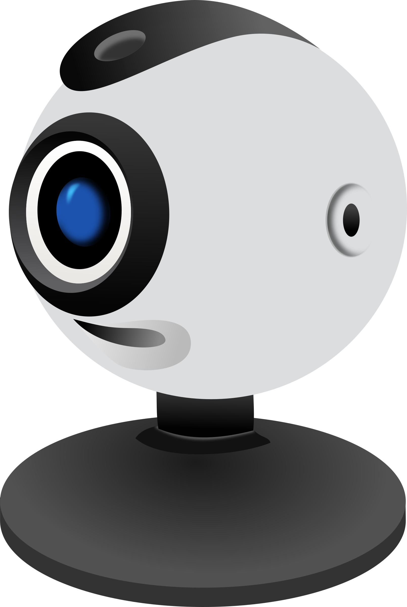 White Spherical Desktop Webcam With Blue Lens And Circular Stand PNG Illustration