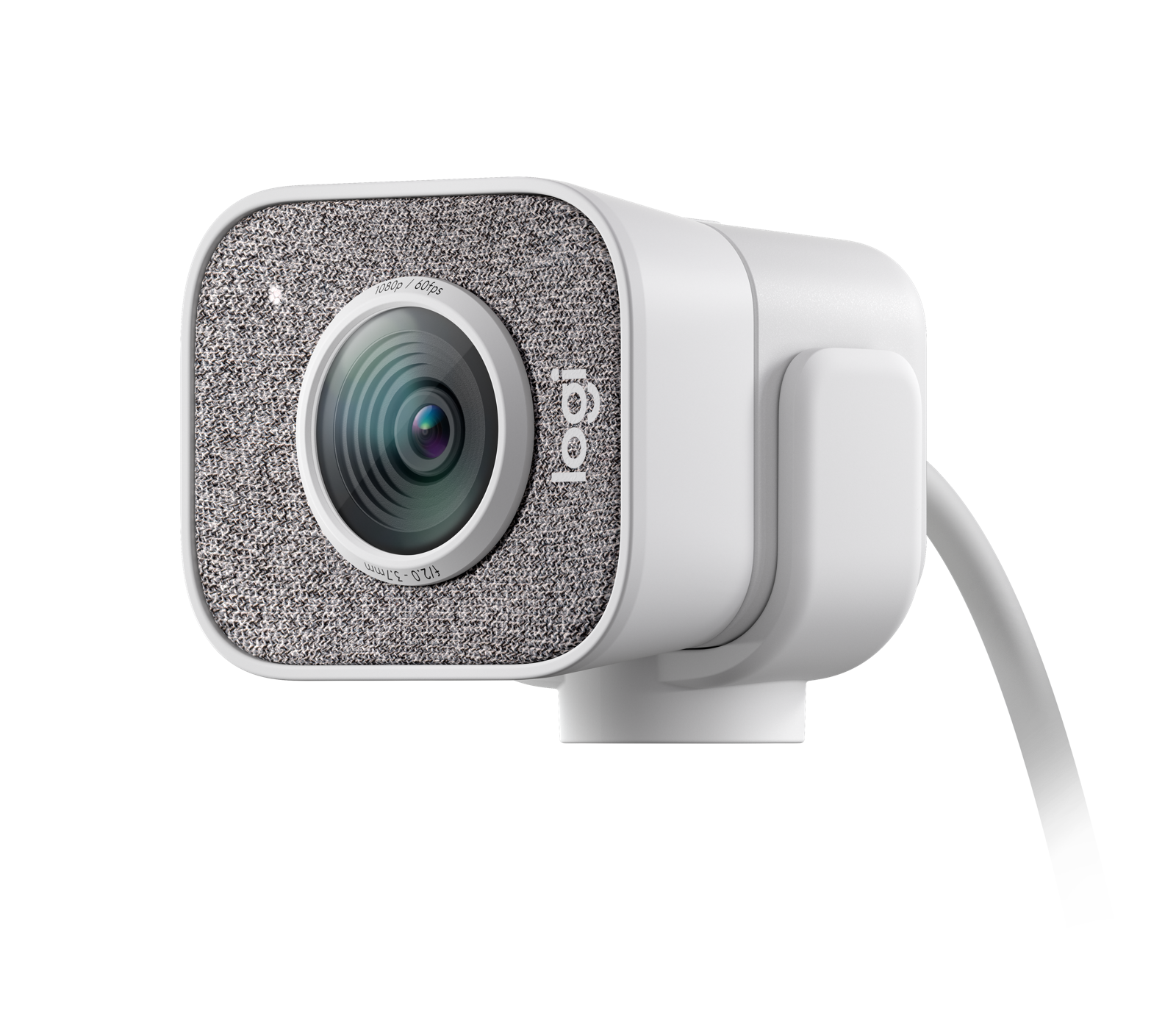 White Square Mini Webcam With Circular Front Lens And Cable PNG Product Photo