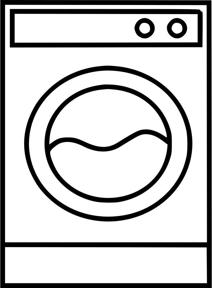 Black Outline Front Loading Washing Machine Symbol PNG Icon