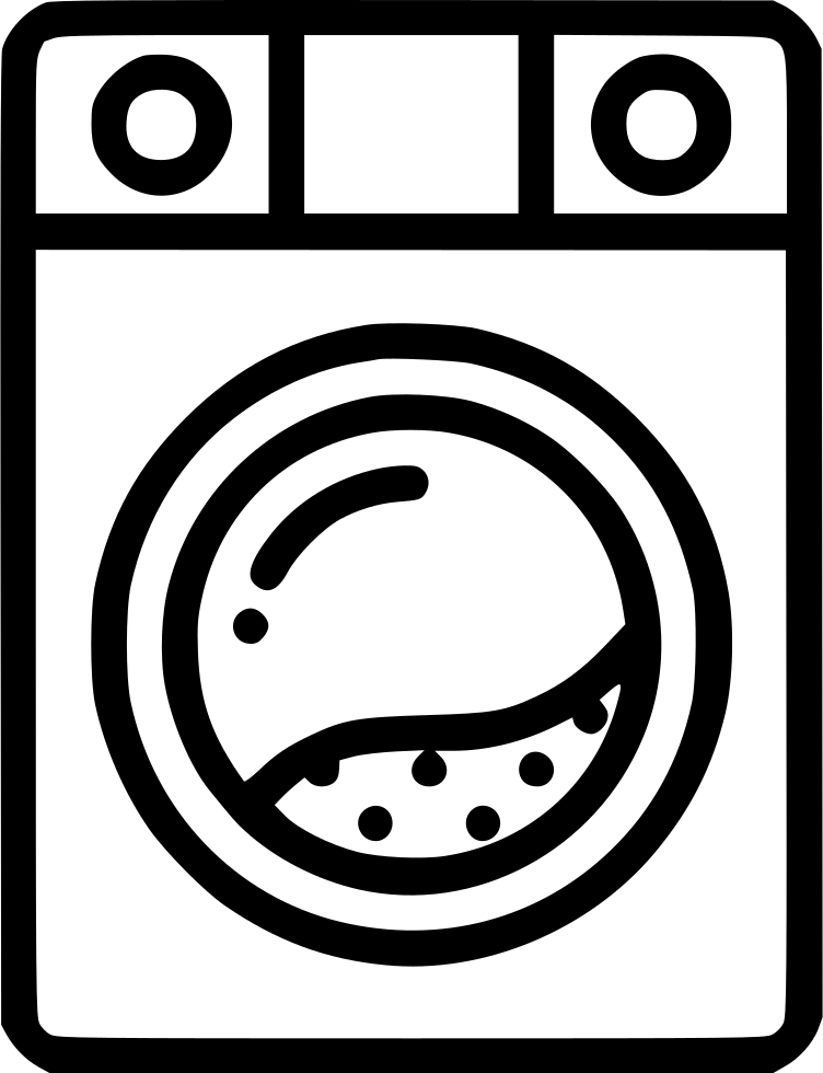Black Outline Washing Machine Icon With Clothes And Cycle Dial PNG Graphic