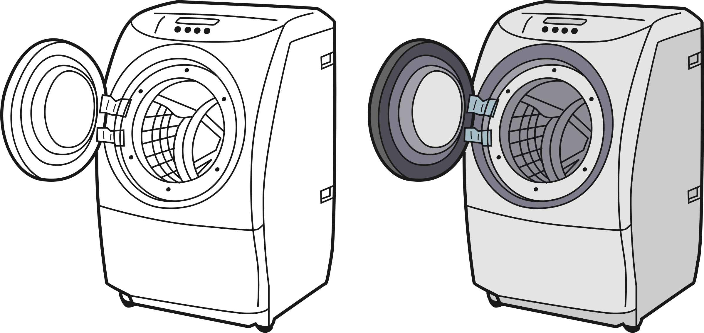 Front Loading Washer Pair with Open Doors