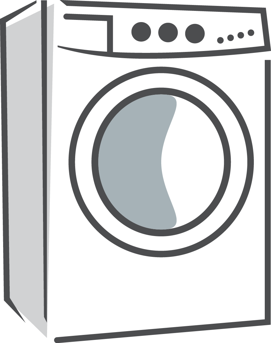 Minimal Line Art Washing Machine Symbol With Round Front Door PNG Icon