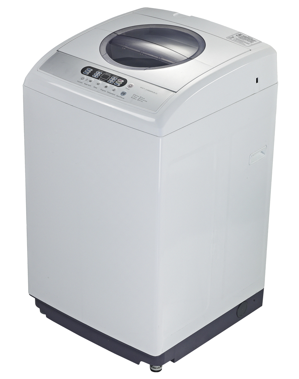 White Compact Top Loading Washing Machine With Rounded Lid PNG Appliance Image