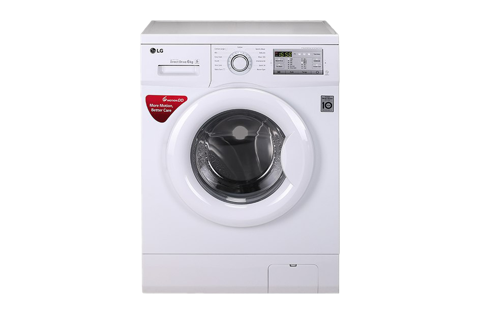White Front Load Washer With Red Control Panel And Blue Buttons PNG Image