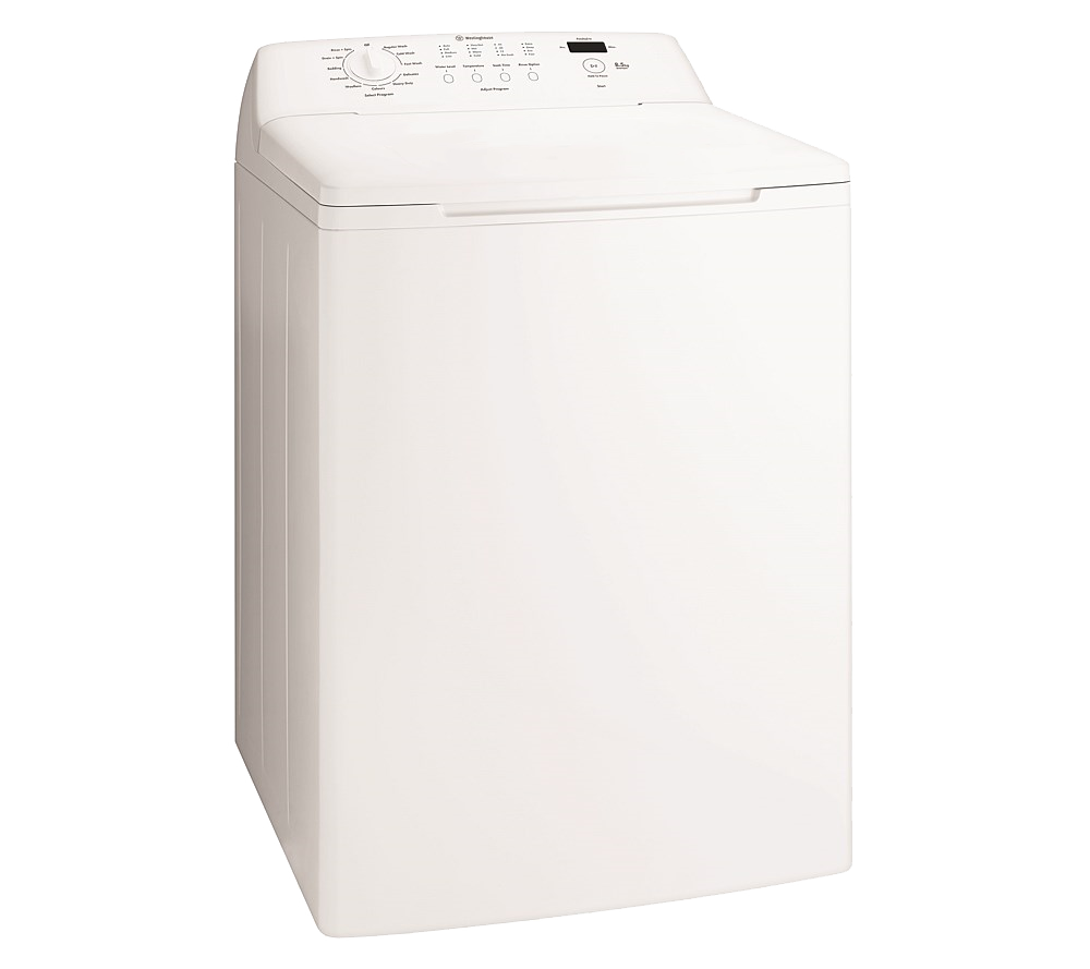 White Top Loading Washing Machine With Simple Rectangular Body PNG Product Photo