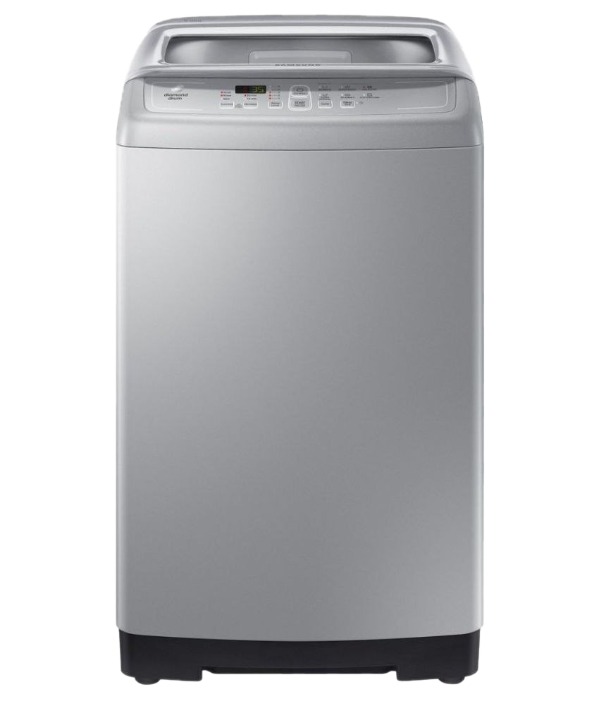 Silver Top Load Washer With Dark Gray Lid And Rear Controls PNG Appliance Image