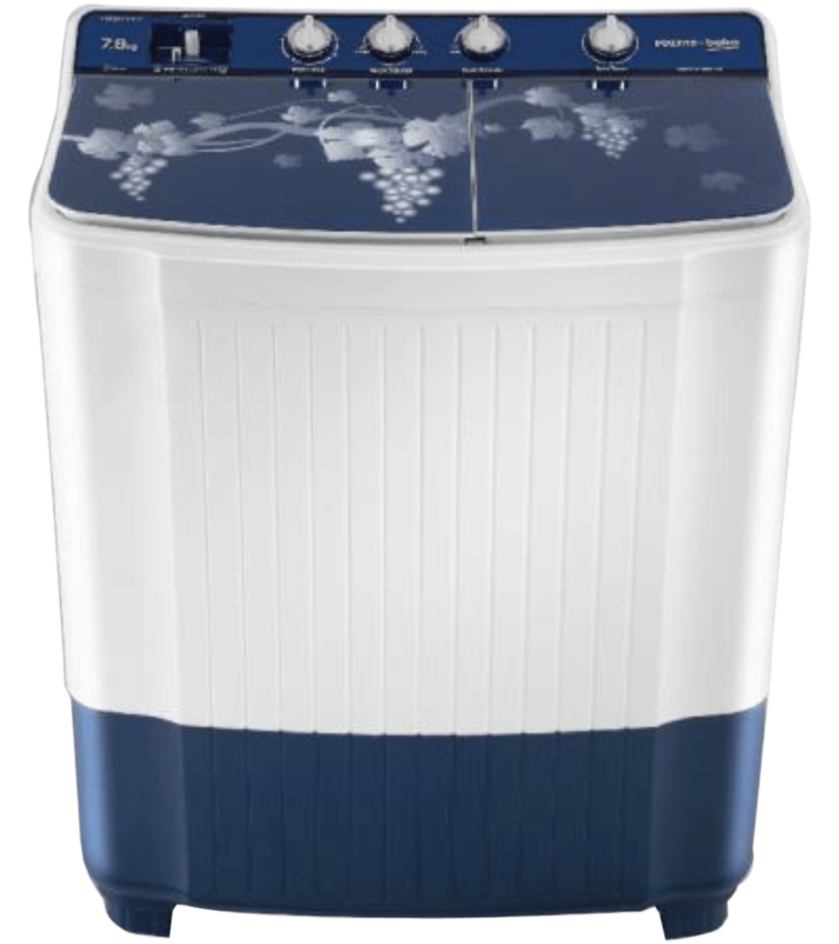 White And Blue Twin Tub Top Loading Washing Machine PNG Product Photo