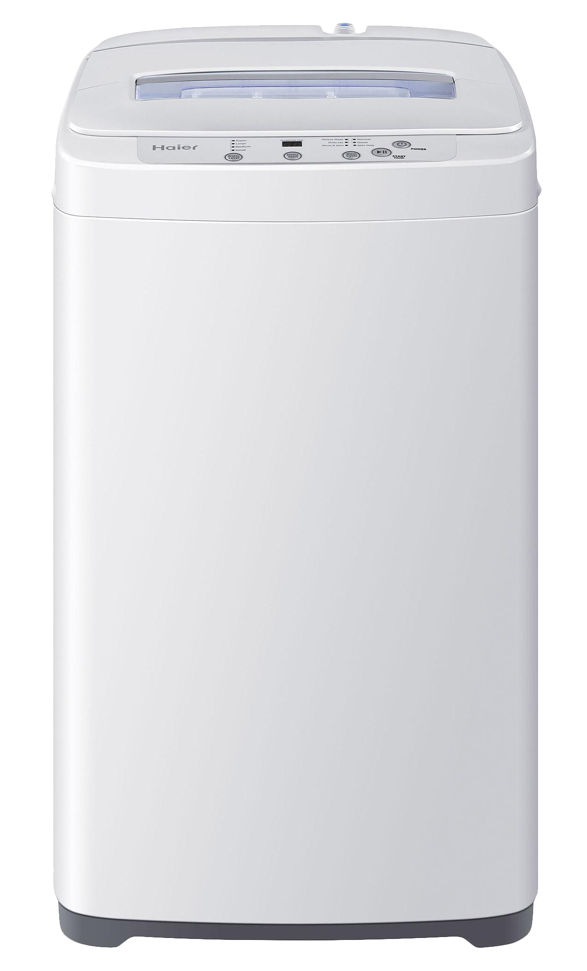 White Compact Top Loading Laundry Washer With Smooth Lid PNG Product Image