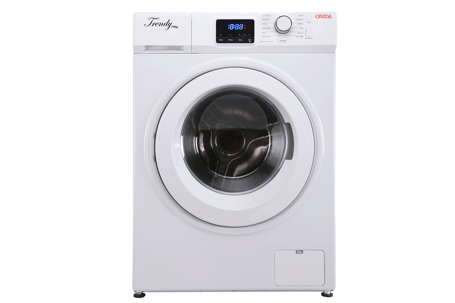 White Front Loading Washing Machine With Round Glass Door PNG Product Image