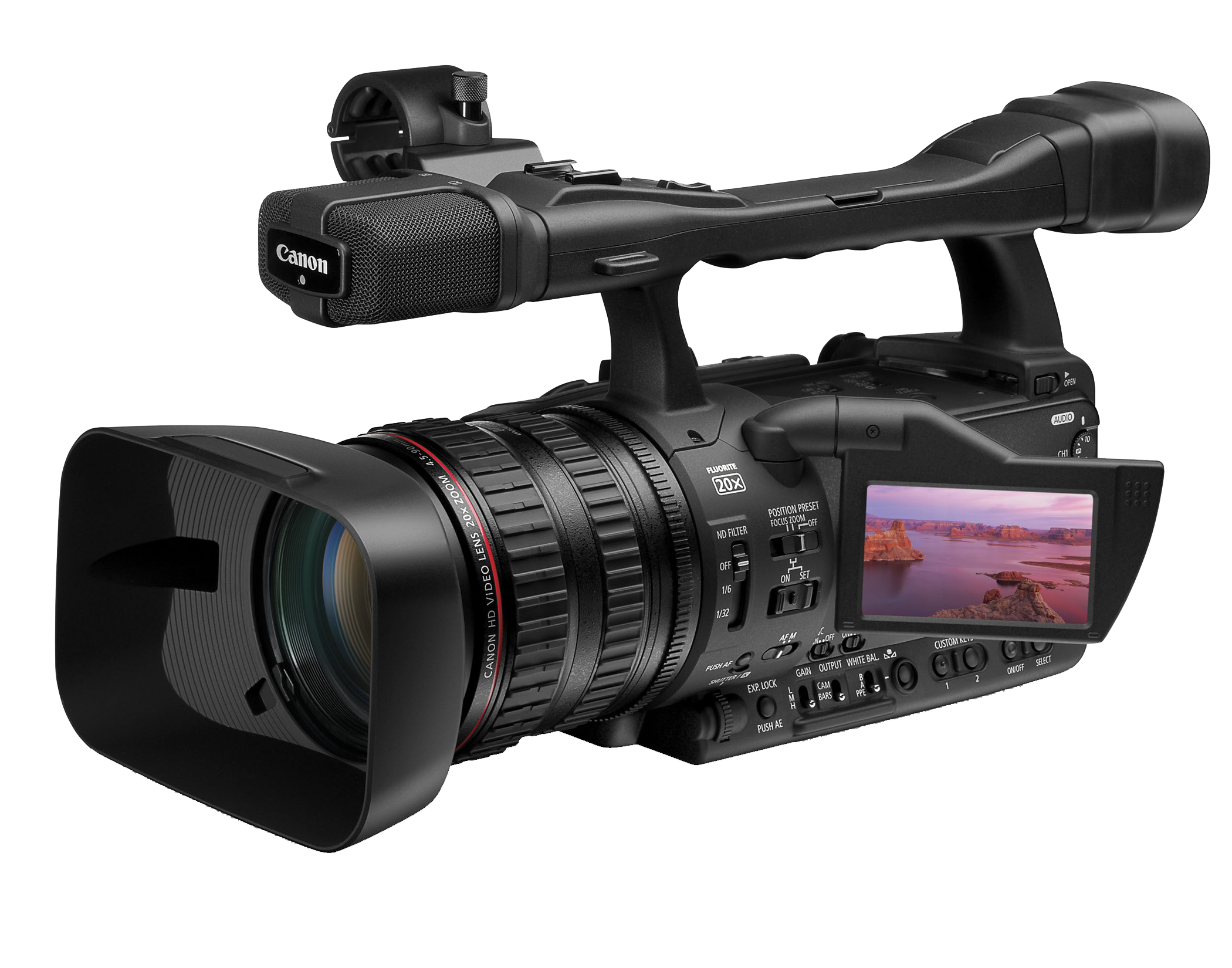 Black Camcorder With Flip Out LCD Screen And Wide Lens PNG Product Photo