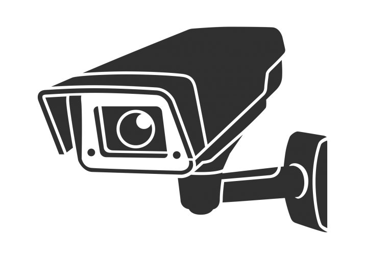 Black CCTV Security Camera Silhouette With Wall Bracket PNG Icon