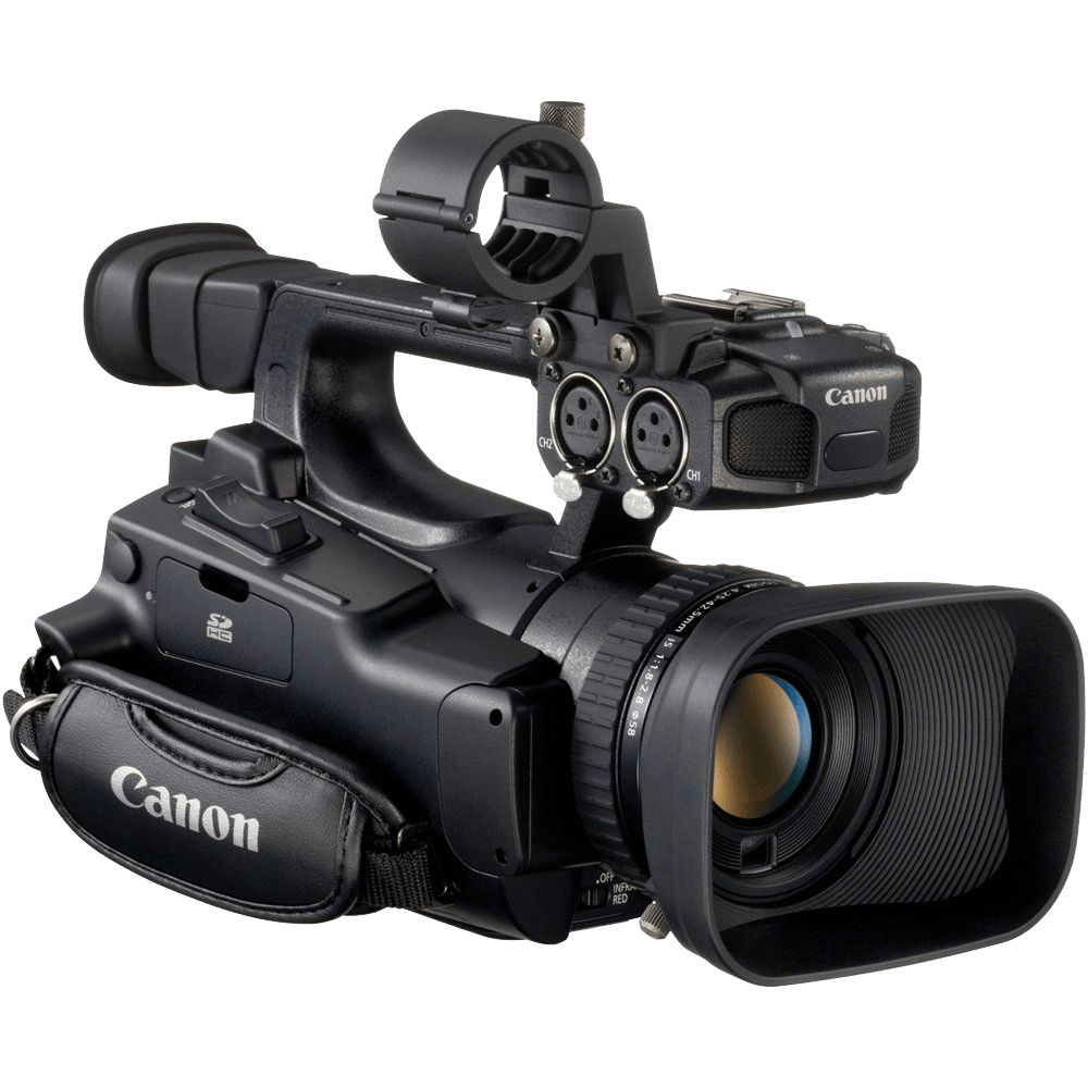 Canon Professional Camcorder With Top Handle And Large Lens PNG Product Image