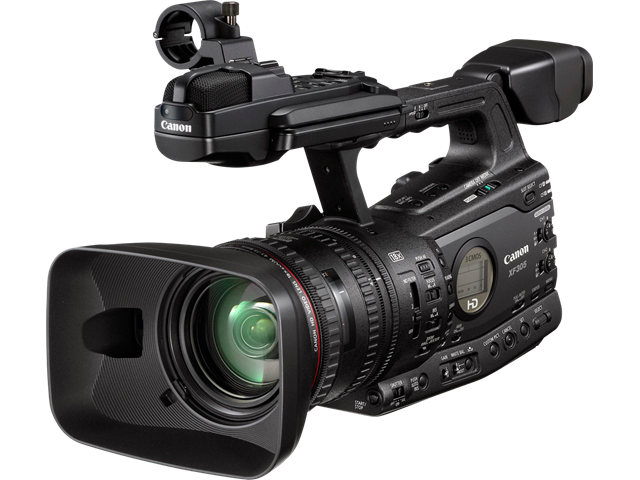Canon Professional Camcorder With Wide Lens Hood And Hand Strap PNG Photo