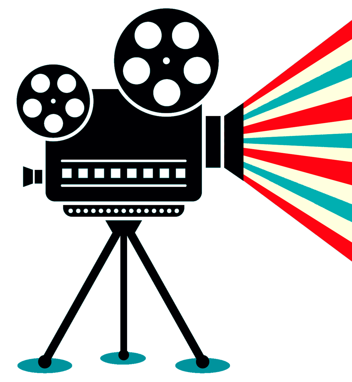 Colorful Retro Film Camera On Tripod With Red Green Motion Rays PNG Illustration