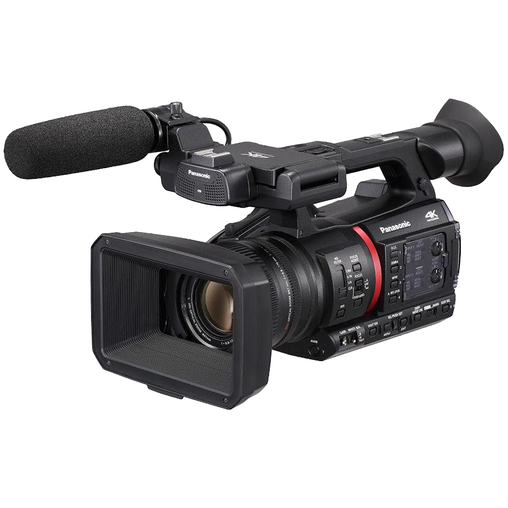 Black Professional 4K Camcorder with Shotgun Mic