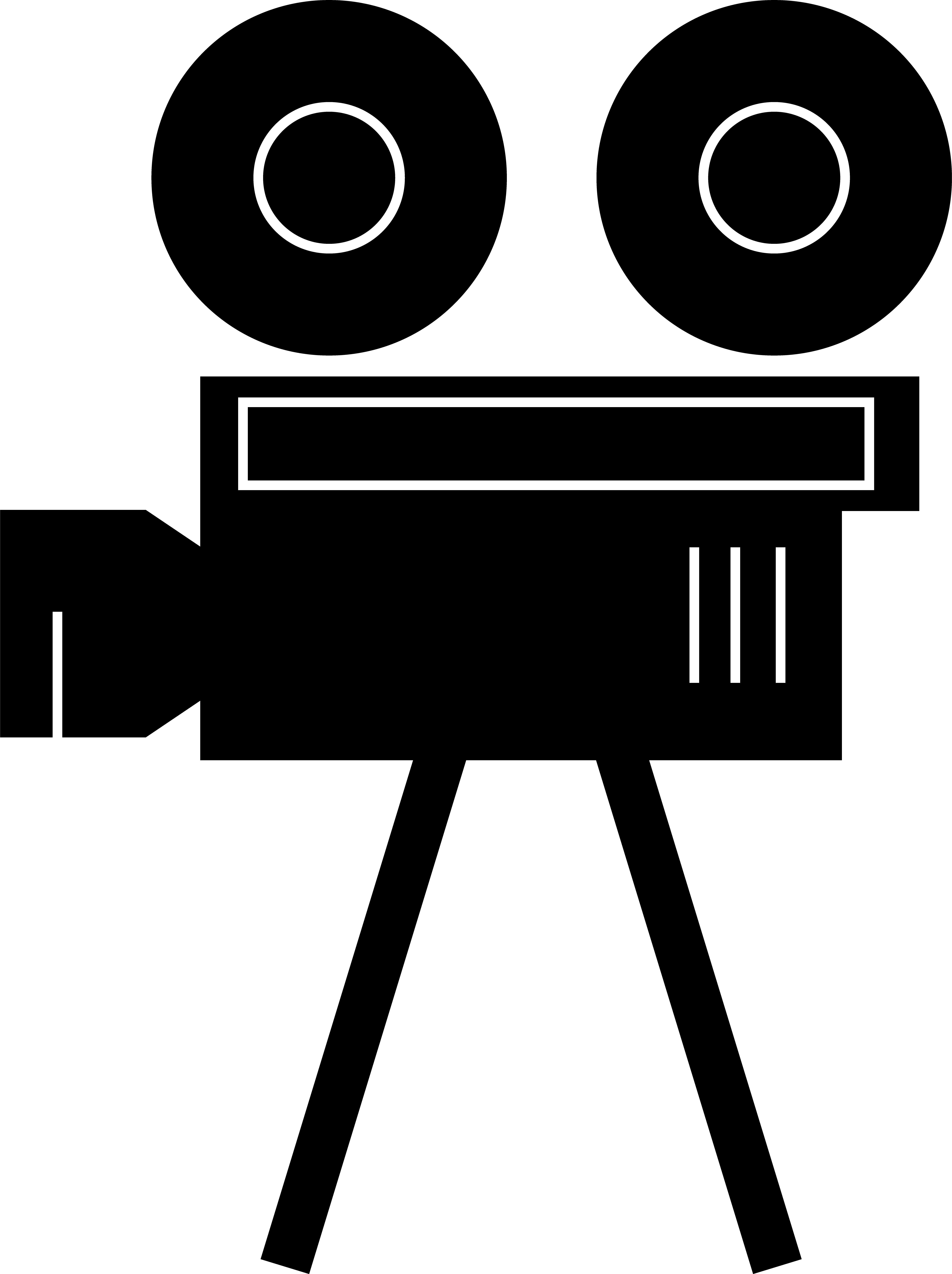 Front View Movie Camera Symbol On Tripod With Twin Reels PNG Graphic
