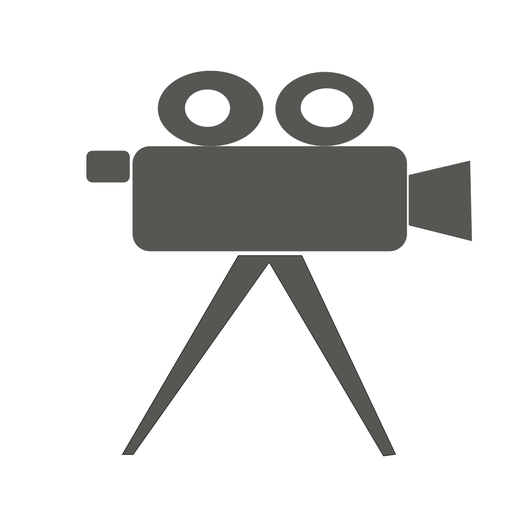 Gray Movie Camera On Tripod Minimal Cinema Symbol PNG Graphic