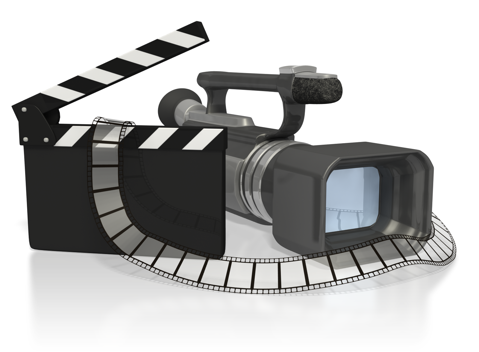 Black Camcorder with Clapperboard and Film Strip