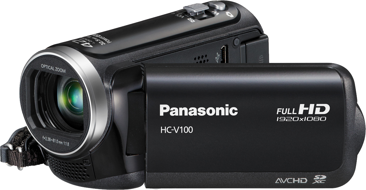 Panasonic Full HD Handheld Camcorder With Optical Zoom Lens PNG Product Photo