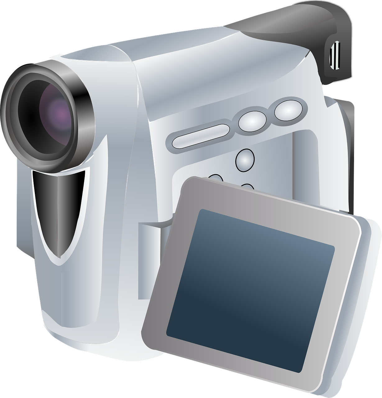 Silver Mini DV Camcorder With Rotating LCD Screen PNG Product Image