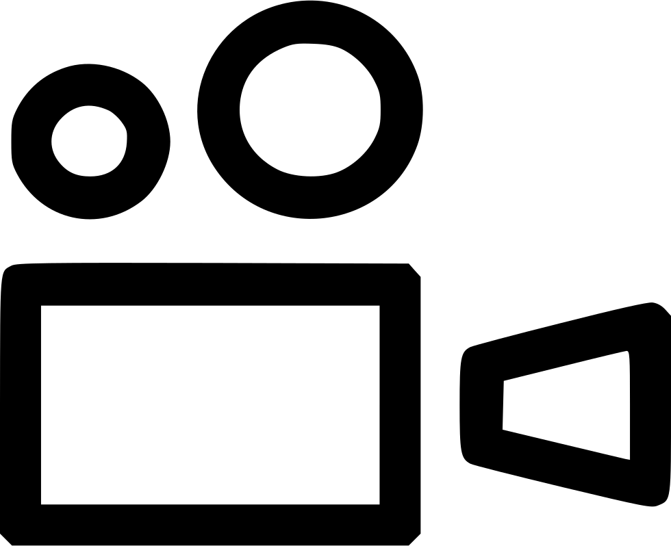 Simple Black Video Camera Outline With Two Reel Circles PNG Icon
