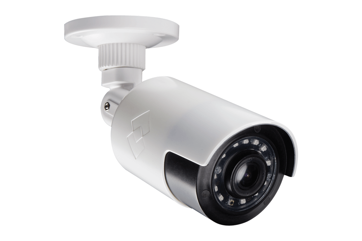 White Outdoor Bullet Security Camera With Adjustable Wall Bracket PNG Image