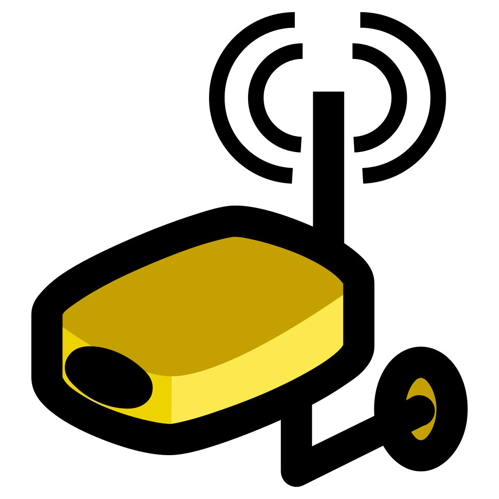 Yellow Wireless Receiver Icon with Signal Waves