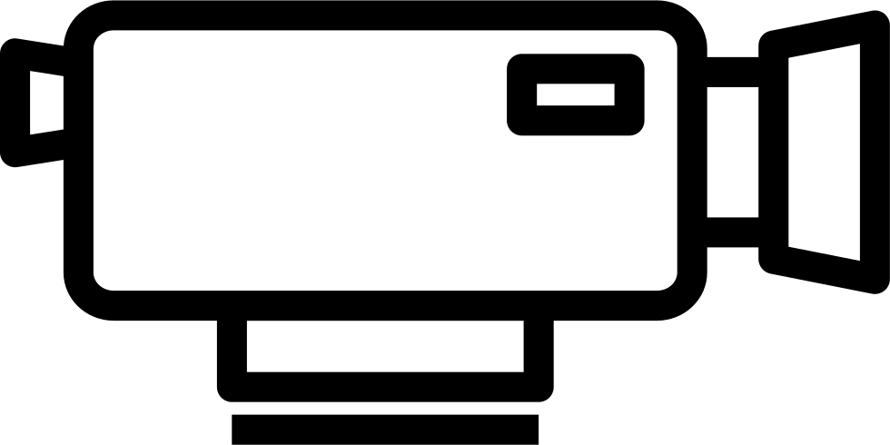 Black Outline Broadcast Video Camera Side View With Monitor PNG Icon