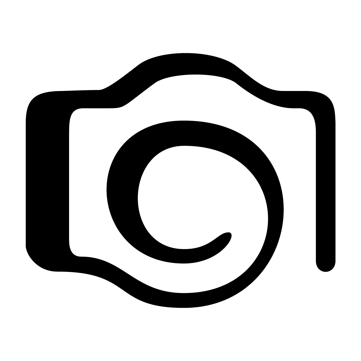 Black Retro Camera Lens Logo With Circular Shutter Detail PNG Icon