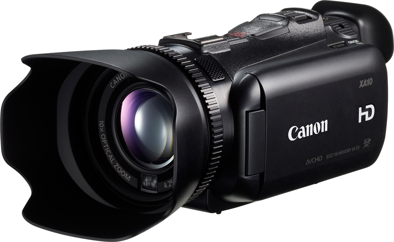 Canon Black HD Camcorder With Wide Angle Lens PNG Product Photo