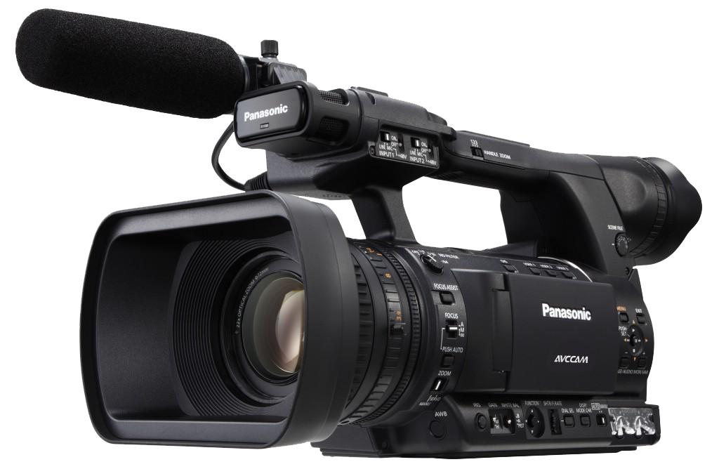 Panasonic Professional Video Camera With Shotgun Microphone PNG Image