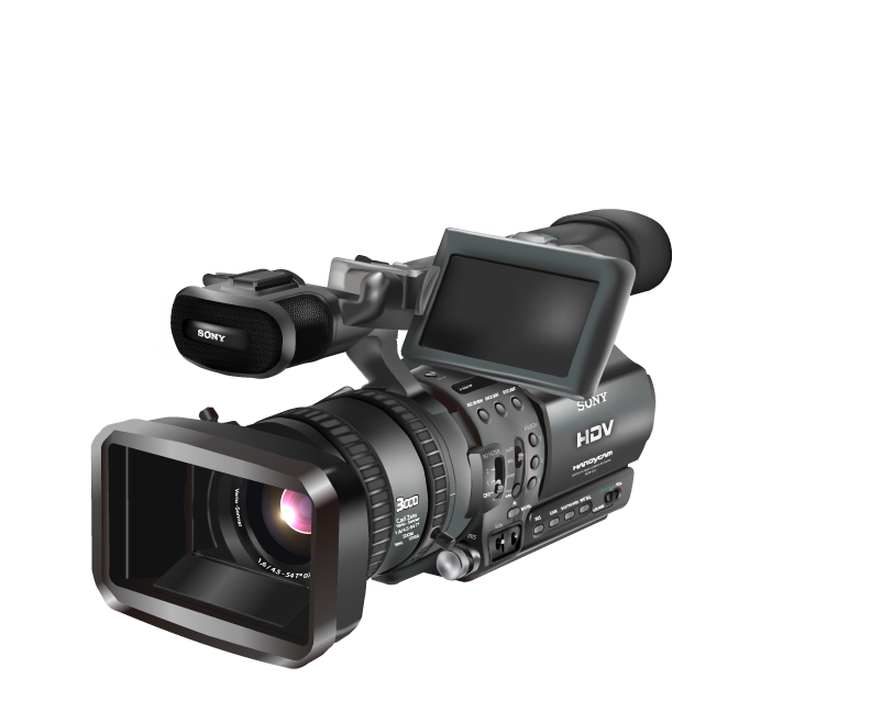 Professional Broadcast Camcorder With Shoulder Mount And Lens Hood PNG Photo