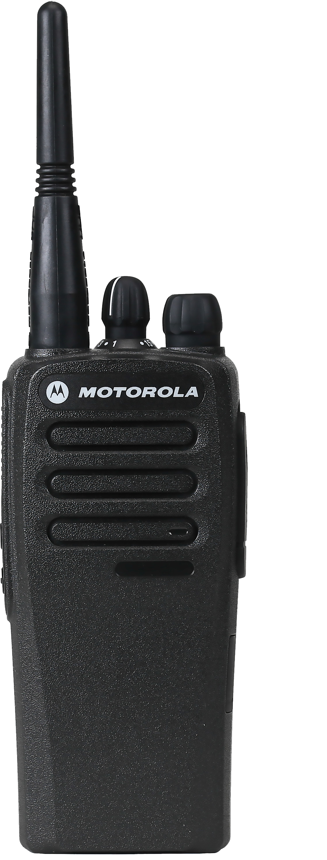 Compact Black Two Way Radio With Long Antenna And Side Controls PNG Product Image