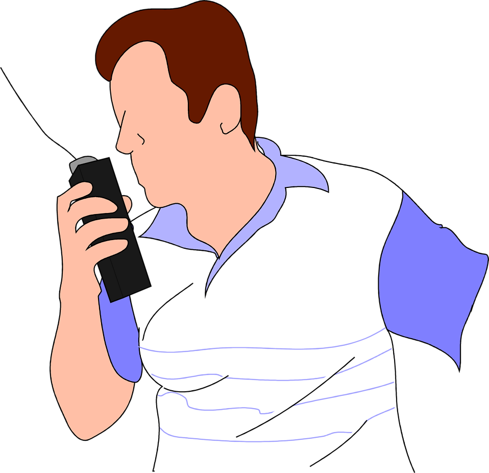 Man Speaking Into Handheld Walkie Talkie Radio PNG Communication Illustration