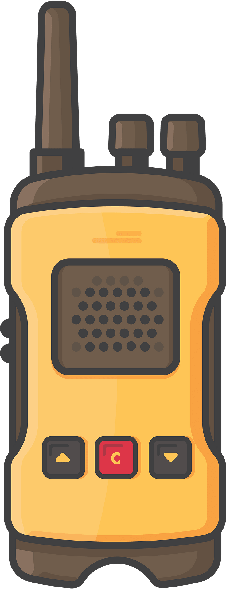Orange And Black Handheld Two Way Radio With Large Speaker Grille PNG Photo
