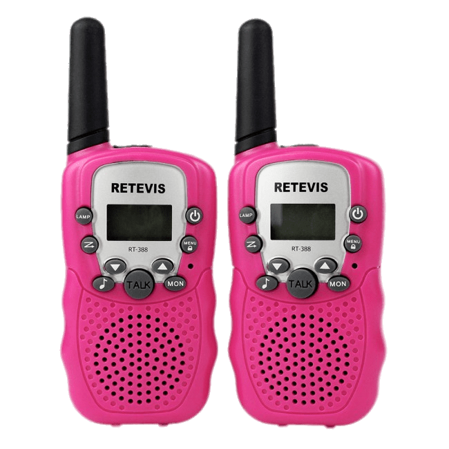 Pair Of Bright Pink Kids Walkie Talkies With Small LCD Screens PNG Toy Image