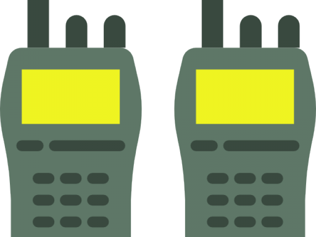 Pair Of Green Gray Walkie Talkie Icons With Yellow Screens PNG Illustration