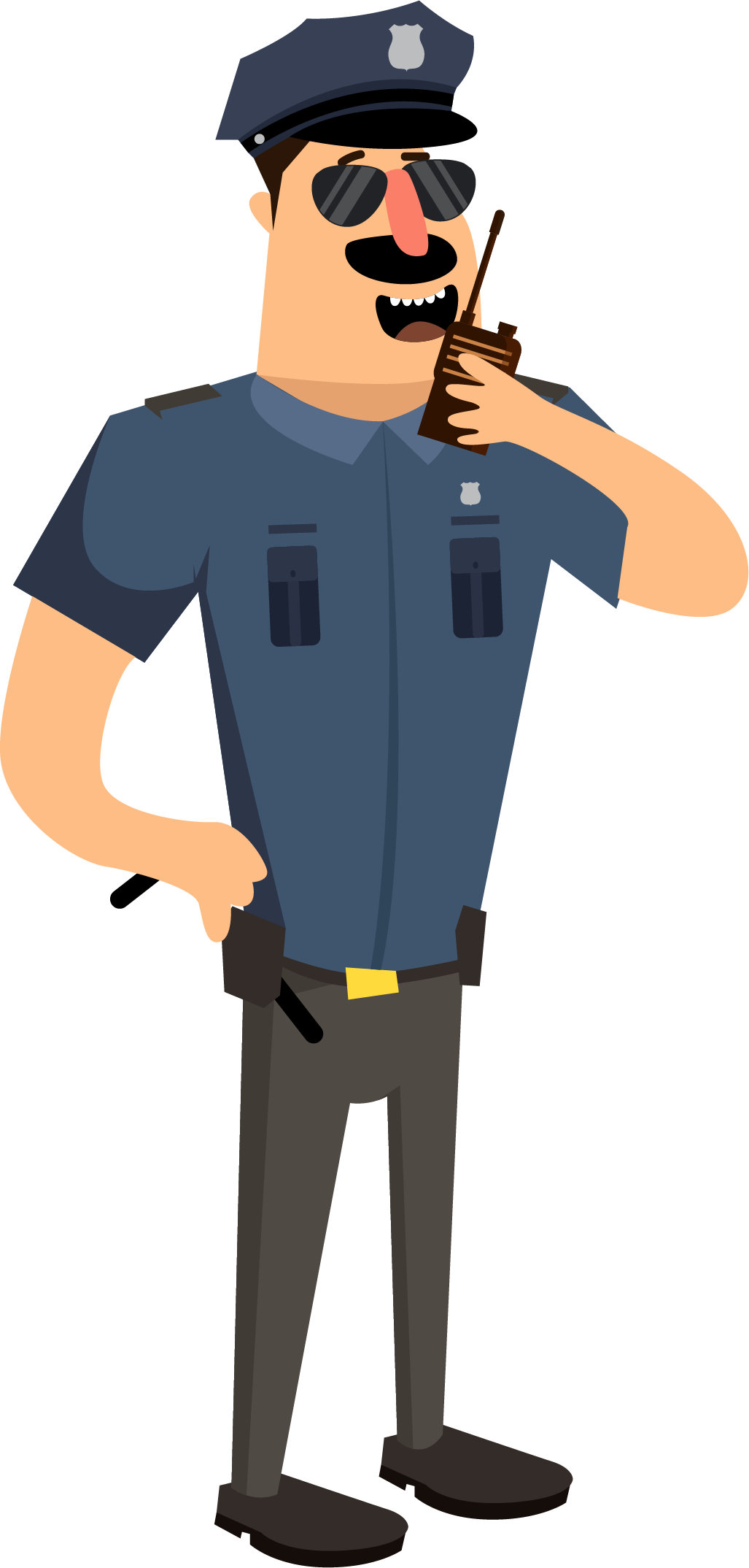 Police Officer Speaking Into Portable Walkie Talkie Uniform Illustration PNG Artwork