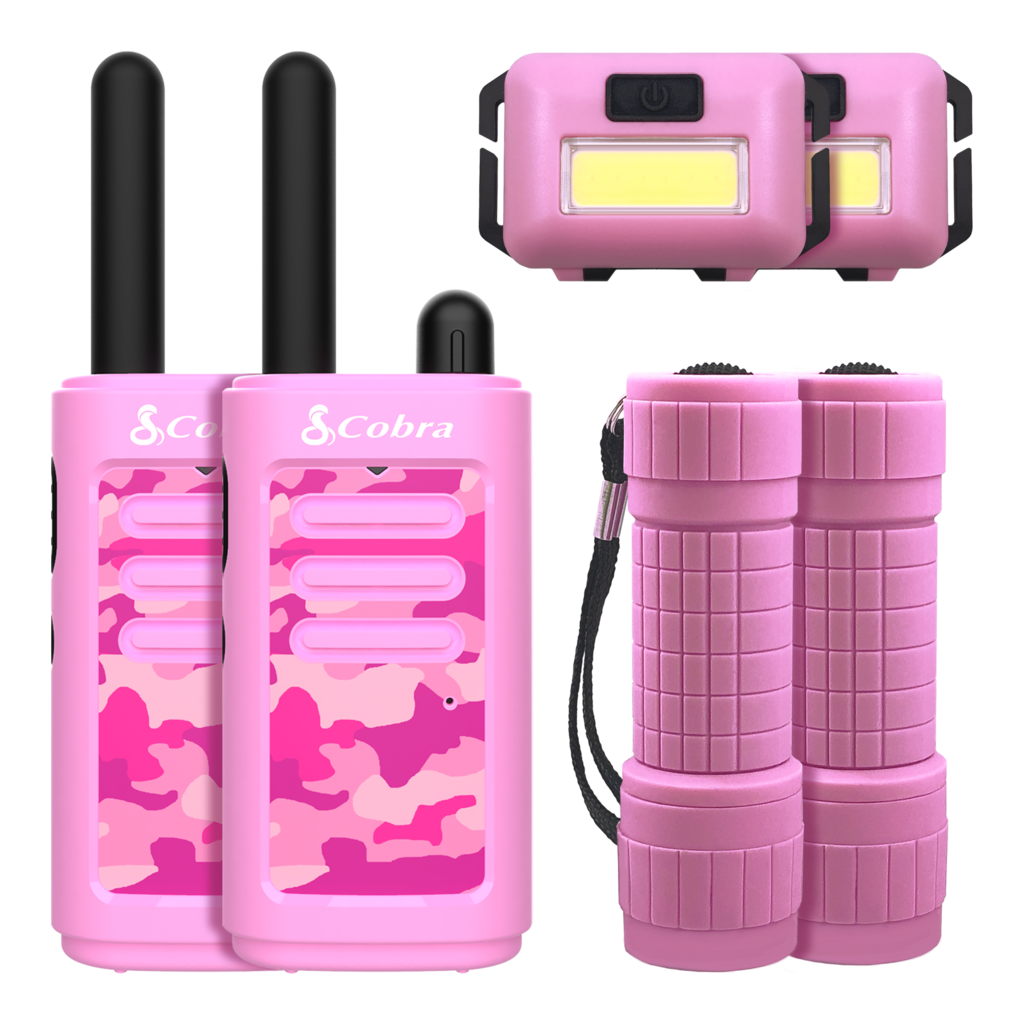 Pink Childrens Walkie Talkie Set With Toy Binocular Accessories PNG Product Image
