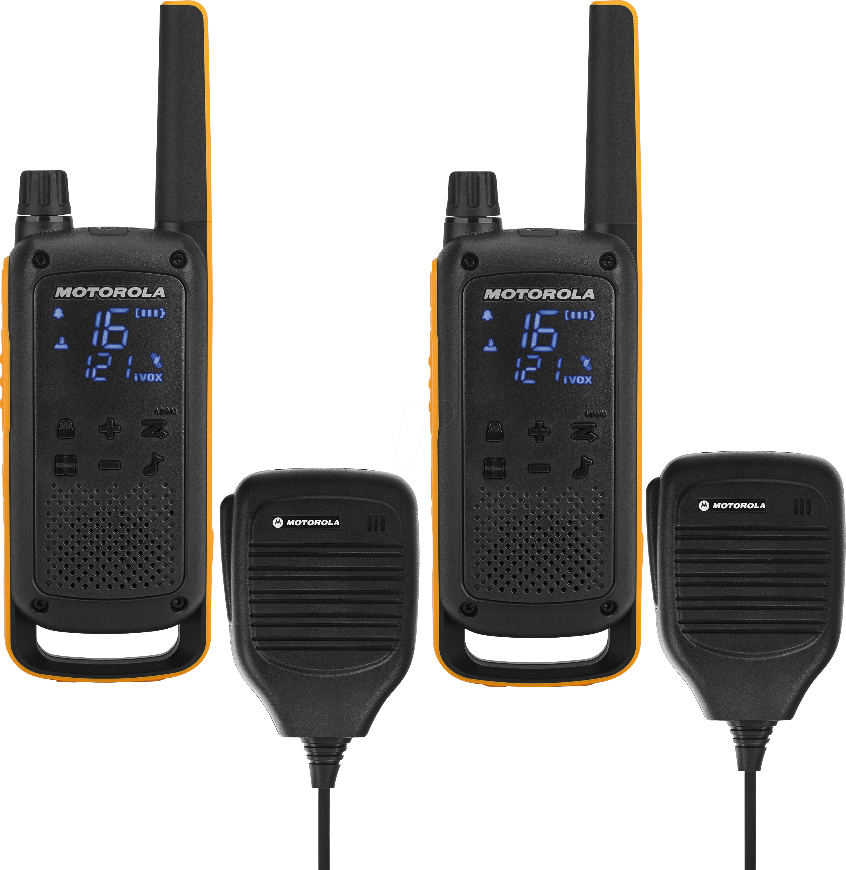 Two Black Radios With Shoulder Microphones And Communication Headsets PNG Equipment Image