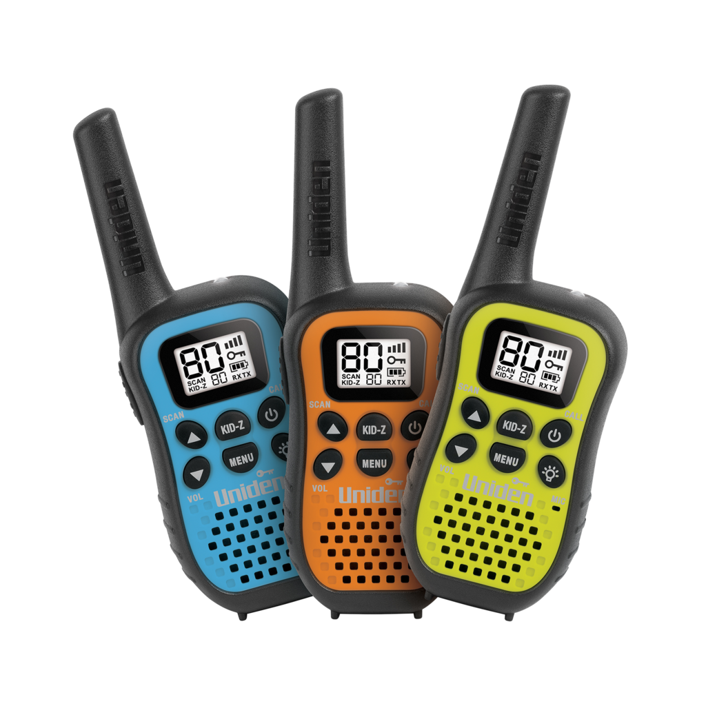 Three Colorful Walkie Talkies In Blue Orange And Yellow PNG Product Collection