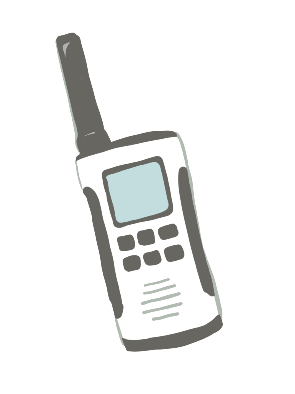 White Portable Communication Handset With Antenna And Keypad PNG Product Photo