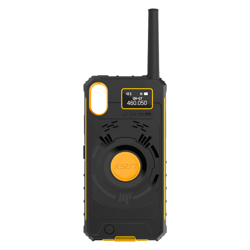 Yellow And Black Outdoor Walkie Talkie With Round Push To Talk Button PNG Product Photo