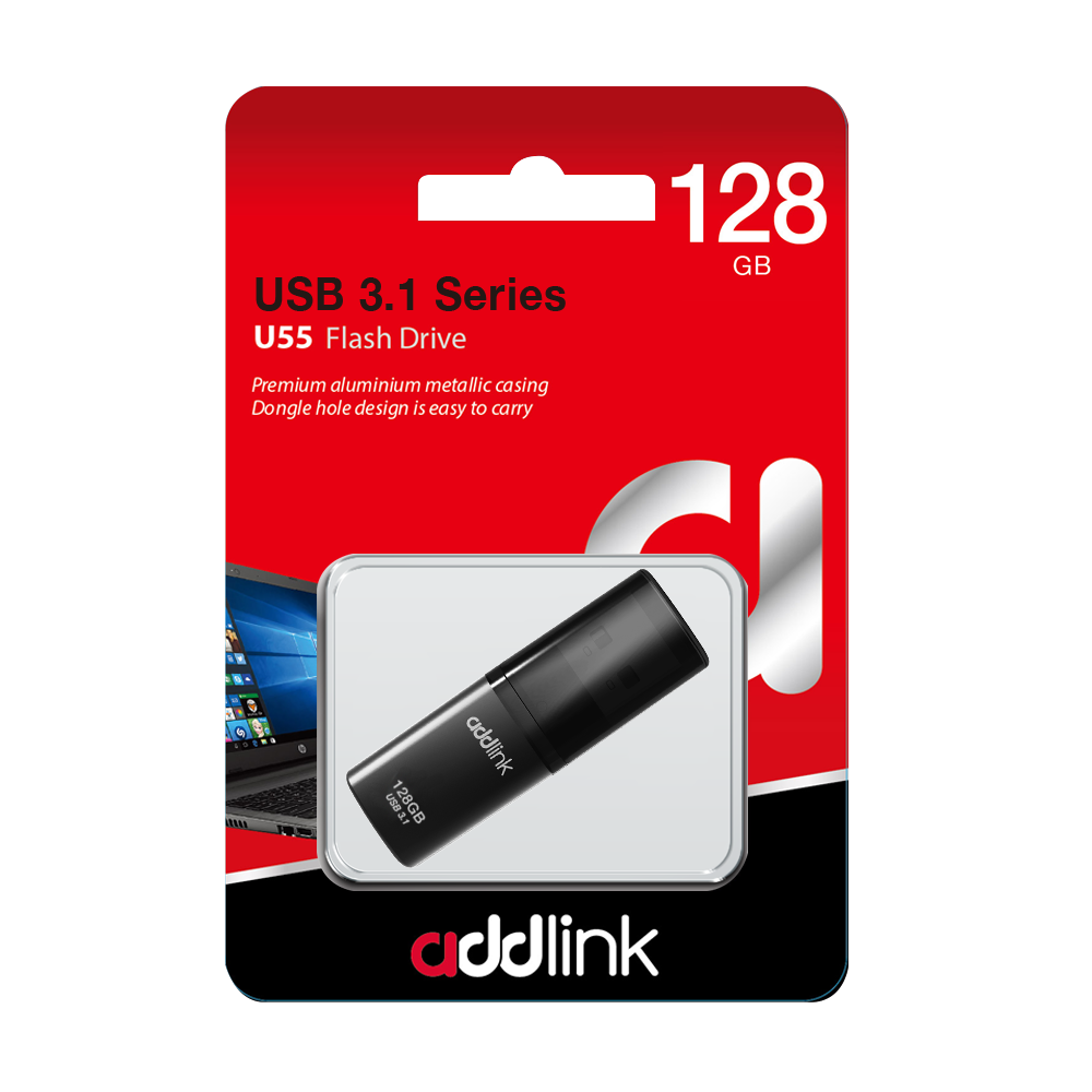 Addlink USB Three Point One Flash Drive Retail Package With One Hundred Twenty Eight Gigabytes PNG Photo